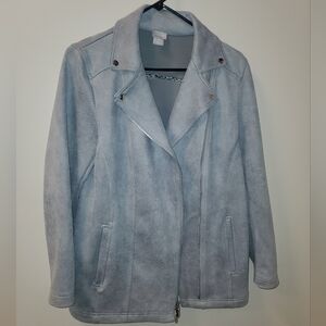 Chicos Women's Faux Suede Gray Jacket Size 1 (8/10)‎ EUC
